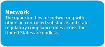 Networking for controlled substance and state regulatory compliance professionals.